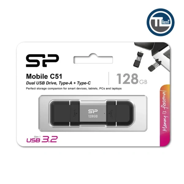فلش مموری USB 3.2 سیلیکون پاور مدل C51 ظرفیت 128گیگابایت silver - تصویر 3