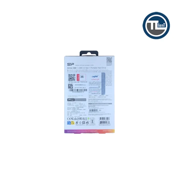 هارد  اکسترنال سیلیکون پاور Armor A60 2.5" Sh&W-P ظرفیت 1 ترابایت Black & Green - تصویر 4
