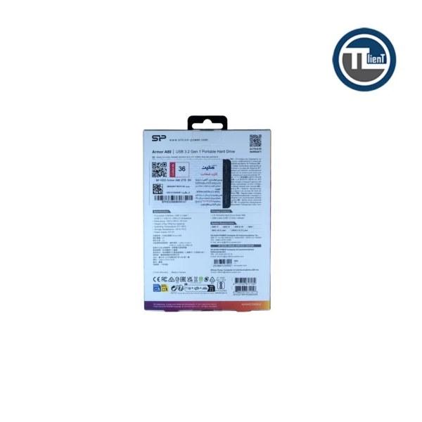 هارد اکسترنال سیلیکون پاور Armor A80 2.5" Sh&W-P ظرفیت 2 ترابایت  Black - تصویر 3